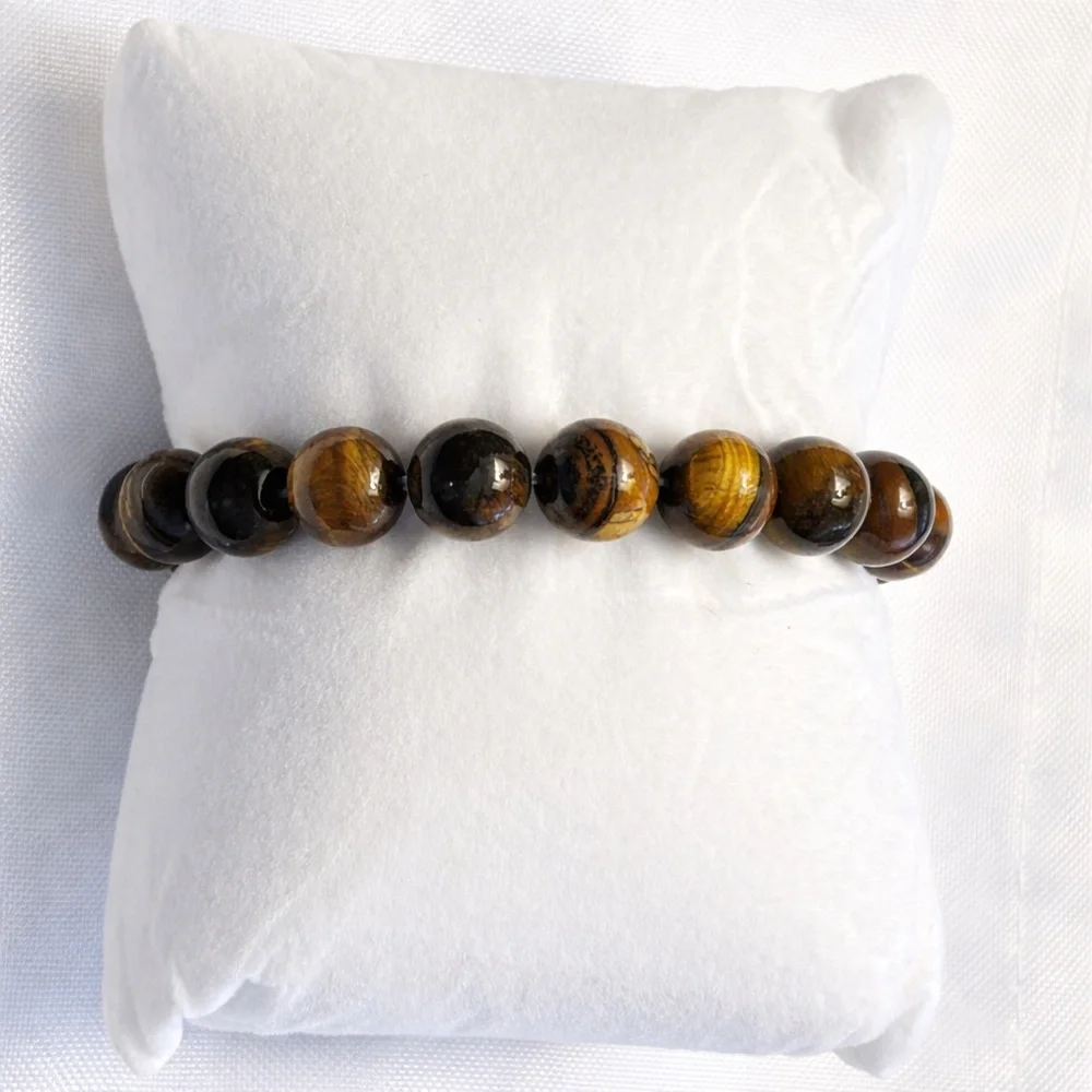 Genuine Tiger’s Eye Bracelet | Real Gemstone Beaded Stretch Bracelet Jewelry